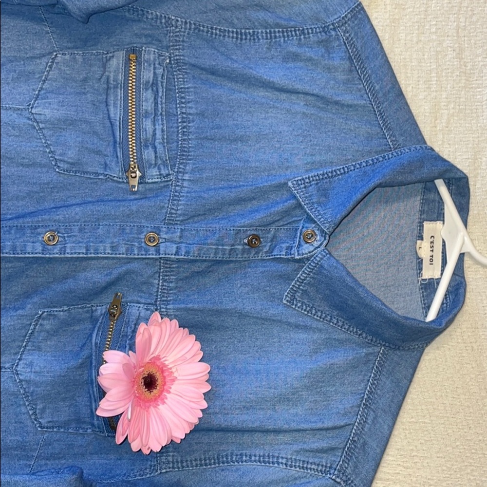 C’est Toi Denim blue long sleeve shirt - Picture 2 of 3